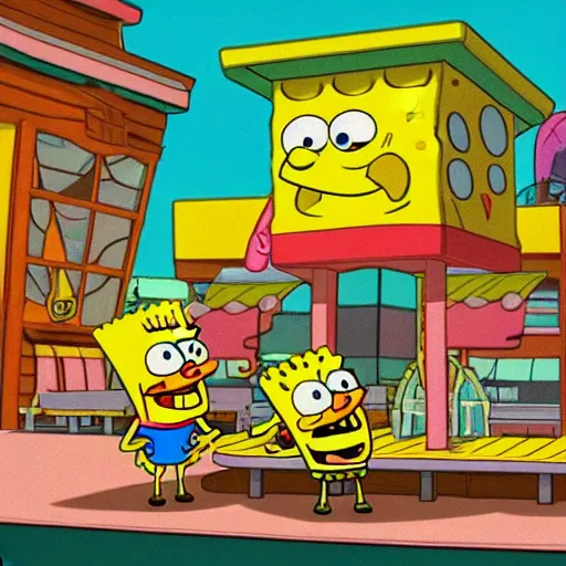 Image similar to spongebob squarepants eating at the krusty krab, inspired by stephen hillenburg, perfect symmetry, dim volumetric cinematic lighting, extremely hyper - detailed attributes & atmosphere, intricately proportional, masterpiece, artstation, stunning,