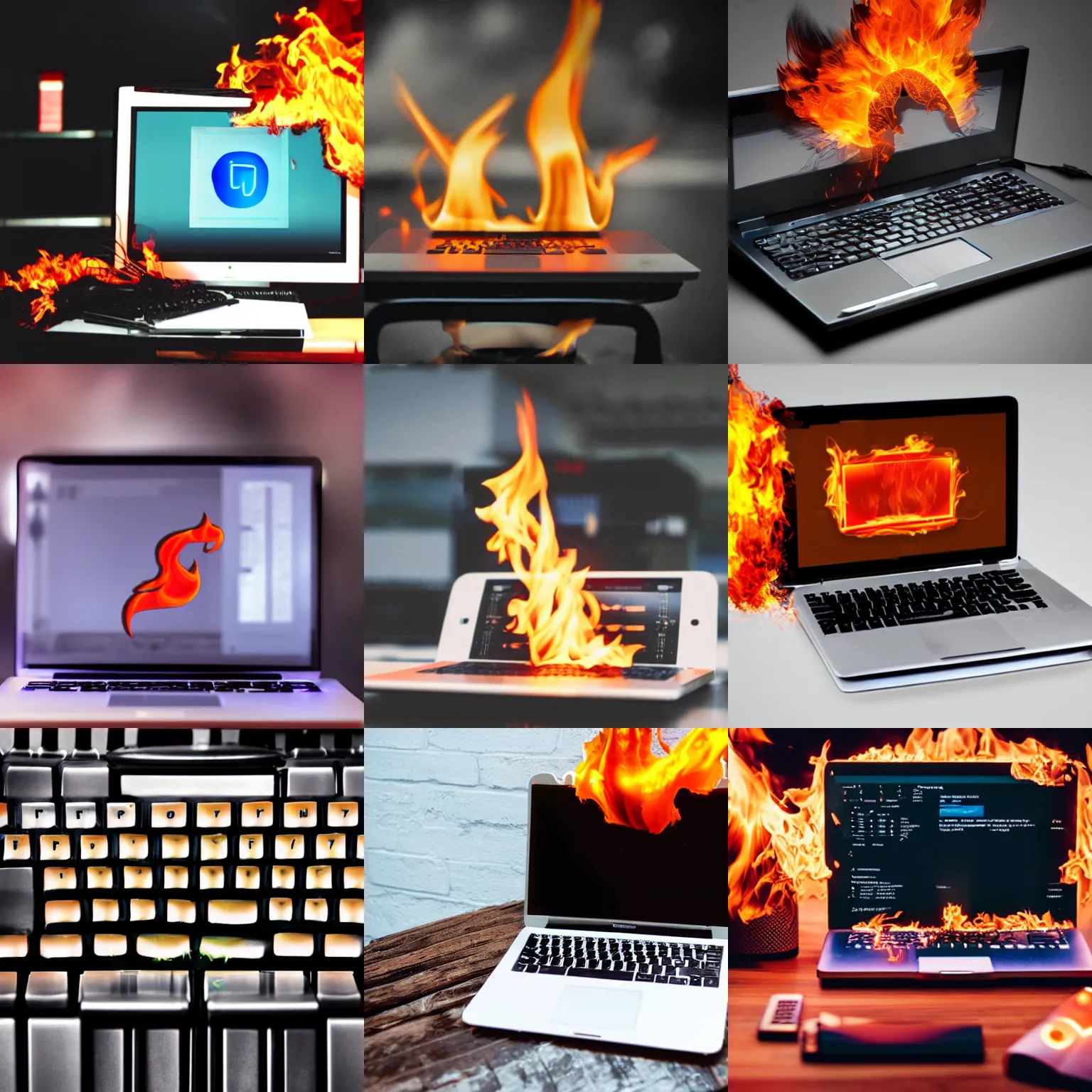 Prompt: A computer on fire