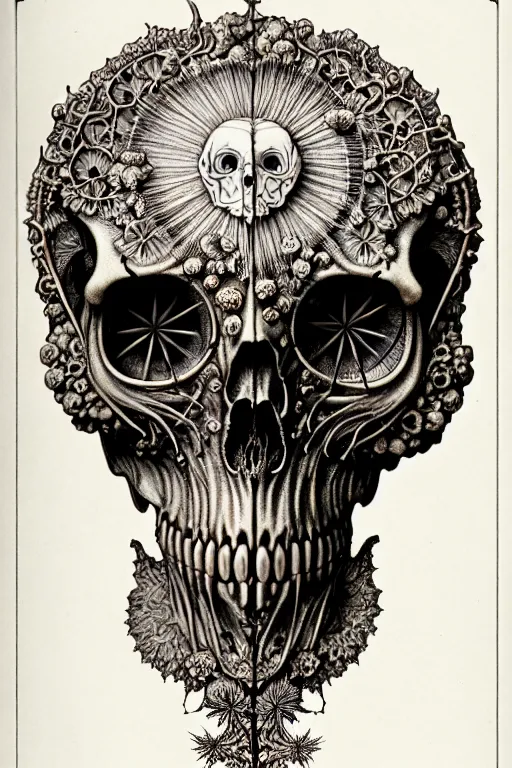 Image similar to art forms of nature by ernst haeckel, memento mori by arthur rackham, ornate antique porcelain beautiful skull mask, ultrasharp, photorealistic, hyperdetailed, octane render, polished, art nouveau, neo - gothic, gothic, intricate ornamental organic filigree, art nouveau botanicals, art forms of nature by ernst haeckel, horizontal symmetry, symbolist, visionary