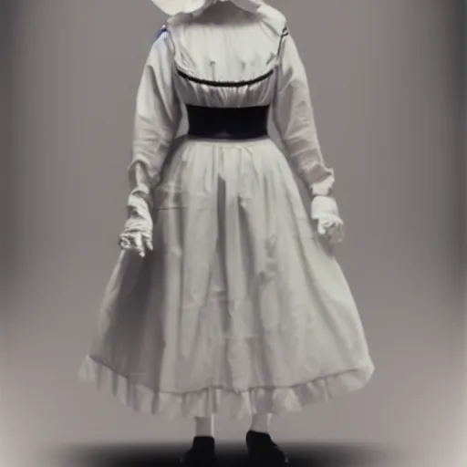 Prompt: SCP-049 wearing a french maid dress, security camera photo, 4k