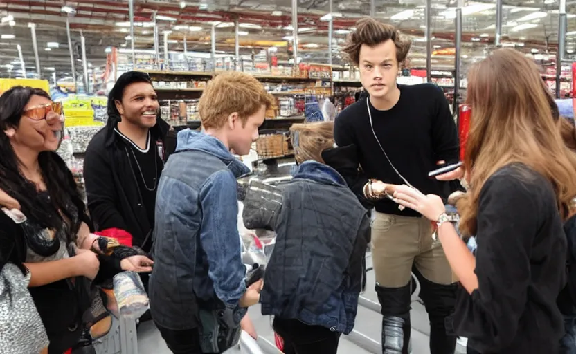 Image similar to harry styles meeting fans at costco