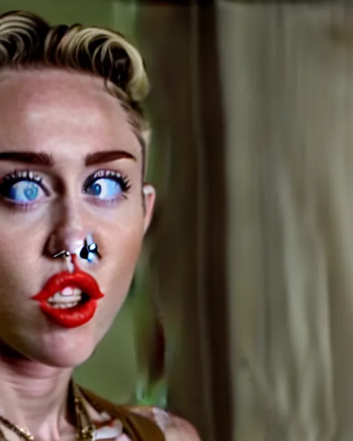 Image similar to film still of miley cyrus in a movie directed by martin scorsese