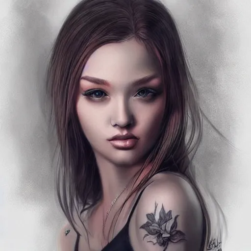 Prompt: tattoo design, beautiful portrait of a girl by artgerm, artgerm, digital art, tattoo