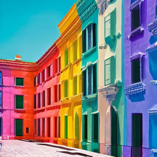 Image similar to Gorgeous, colorful, and beautiful buildings in the mythical city of Atlantis. Award-winning photograph for Architectural Digest.