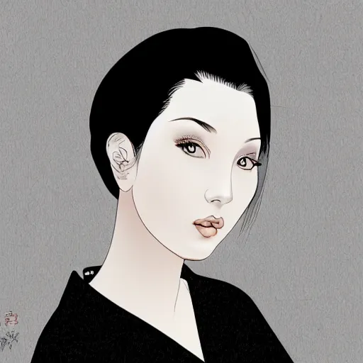 Image similar to elisha cuthbert, digital art, utamaro kitagawa style