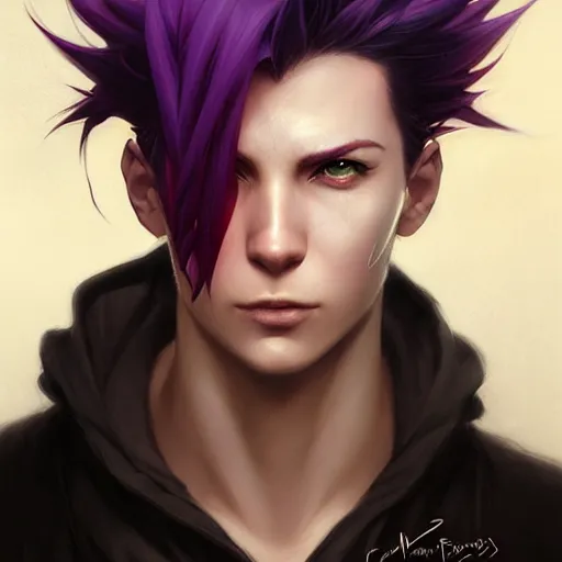 Prompt: portrait of a man with red eyes,a purple mohawk,Character design by charlie bowater, ross tran, artgerm, and makoto shinkai, detailed, inked, western comic book art, 2021 award winning painting,digital art,ultra realistic,ultra detailed,art by greg rutkowski,photorealiatic,hyperdetailed,hyperrealistic,studio lighting,studio photography,professional photography,professional lighting,detailed face,3 point lighting,4k
