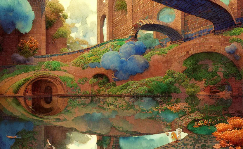 Image similar to tiled room squared waterway, aqueducts, fantasy. intricate, amazing composition, colorful watercolor, by ruan jia, by maxfield parrish, by marc simonetti, by hikari shimoda, by robert hubert, by zhang kechun, illustration, gloomy