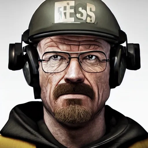 Image similar to walter white as a rainbow six siege operator, 4 k, highly detailed