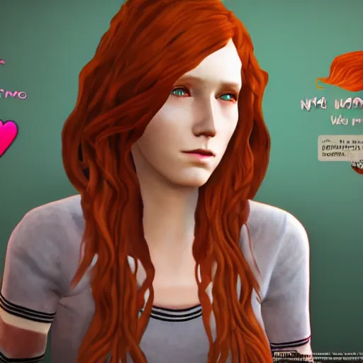Prompt: long ginger hair women in style of the game life is strange - n 4