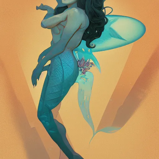 Prompt: shark mermaid, lower half traffic cone, full body, underwater background detailed atmospheric - ron cheng & alphonse mucha, highly detailed, digital painting, ray tracing, concept art, illustration, smooth sharp focus, intricate, symmetry, artstation,