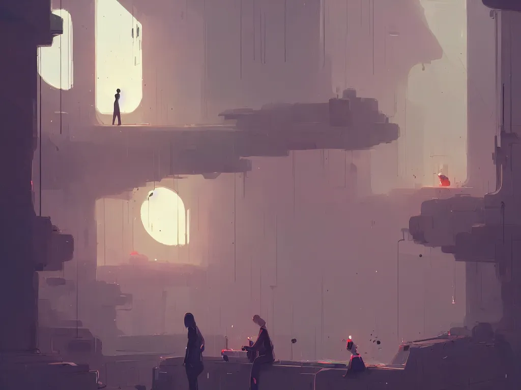 Image similar to there is life inside the giant machine by atey ghailan, ismail inceoglu, michal lisowski, artstation, volumetric light, dystopian