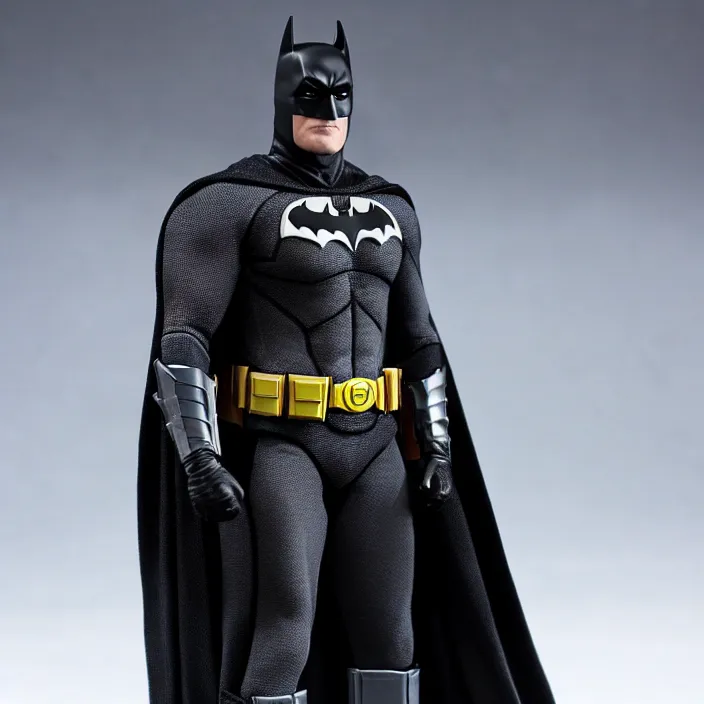 Prompt: a hot toys figure of batman, figurine, detailed product photo