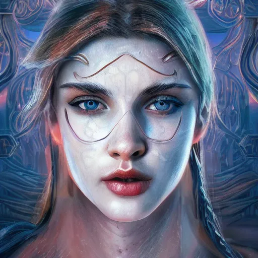 Image similar to Runic imagination of the beautiful face young mortal woman, dynamic lighting, cinematic, establishing shot, extremely high detail, shining, photo realistic, cinematic lighting, intricate line drawings, 8k resolution, oil painting on canvas