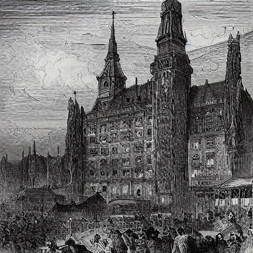 Prompt: The city of Mainz am Rhein, illustration by Gustave Doré