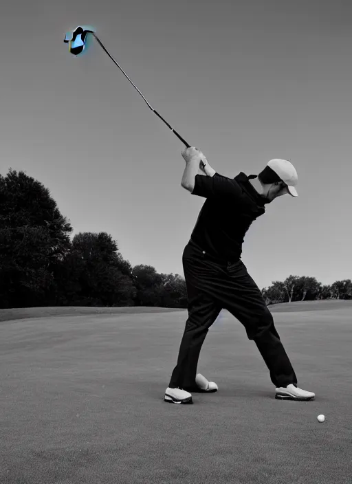 Image similar to golfing black and white portrait white sky in background