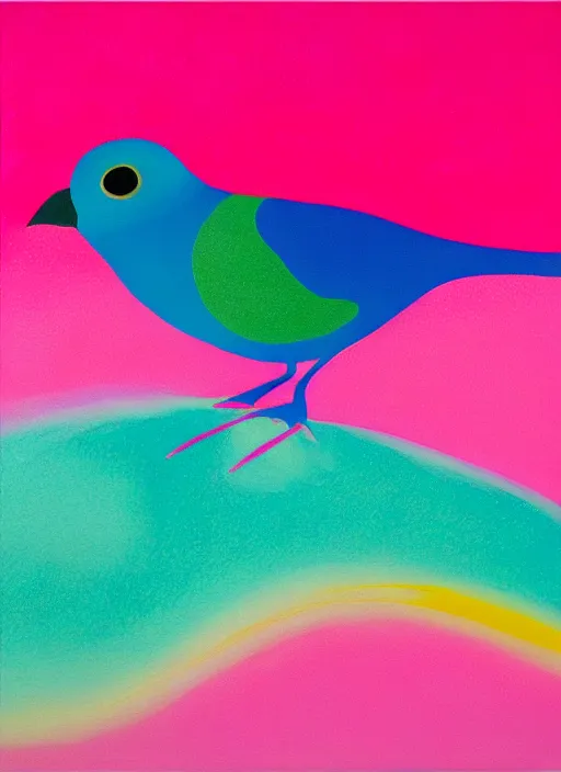 Image similar to a close up of a bird on a pink background, an airbrush painting by ronnie landfield, dribble, lyrical abstraction, airbrush art, ultrafine detail, matte background