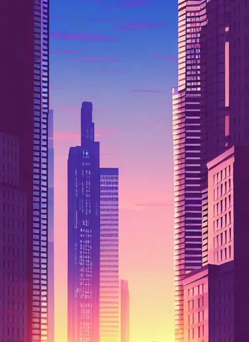 Prompt: high buildings, sunset, scenery wallpaper aesthetic, anime style, closeup view, beautiful, cinematic, dramatic, super detailed and intricate, hyper realistic, 4 k render, by koson ohara, by darwyn cooke