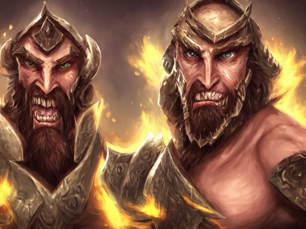 Prompt: Asmongold malding as WoW warrior character