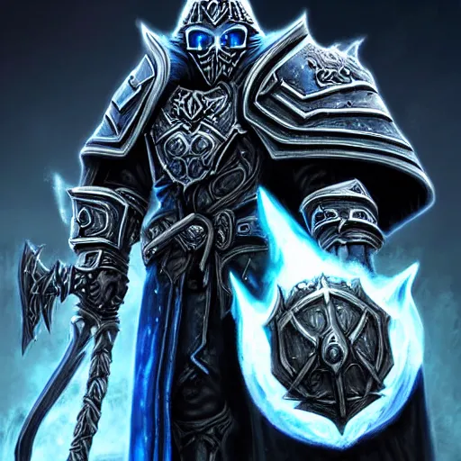 Image similar to world of warcraft lich king gigachad portrait