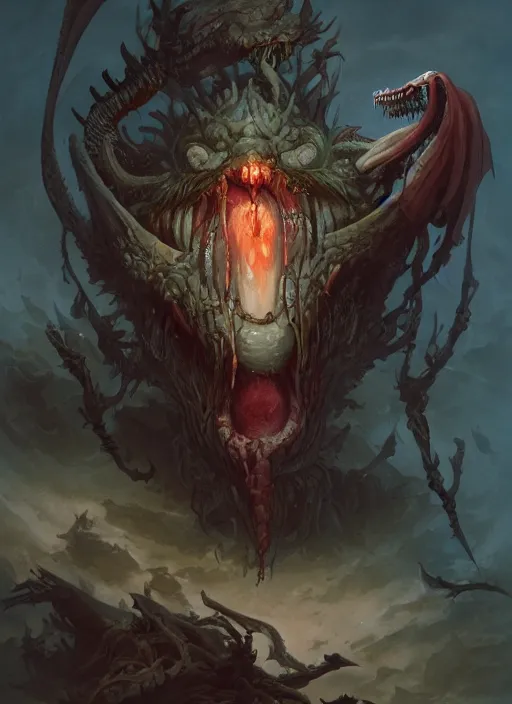 Image similar to a vampire with a sea lamprey mouth, in the styles of peter mohrbacher, gerald brom, and marc simonetti, intricate, hyperrealistic, volumetric lighting