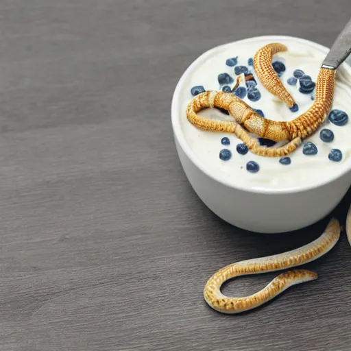 Prompt: snake in yogurt