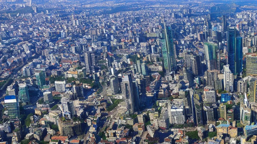 Prompt: photo of Kyiv city as a rich space colony with planet Earth seen behind it, futuristic, realistic, modern, shot from space