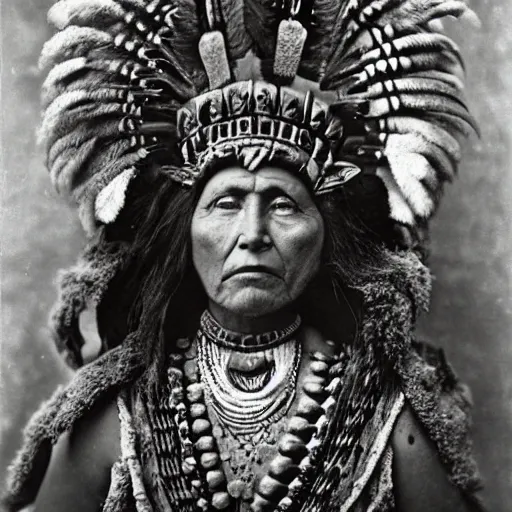 Image similar to vintage photo of an aztec queen by edward s curtis, photo journalism, photography, cinematic, national geographic photoshoot