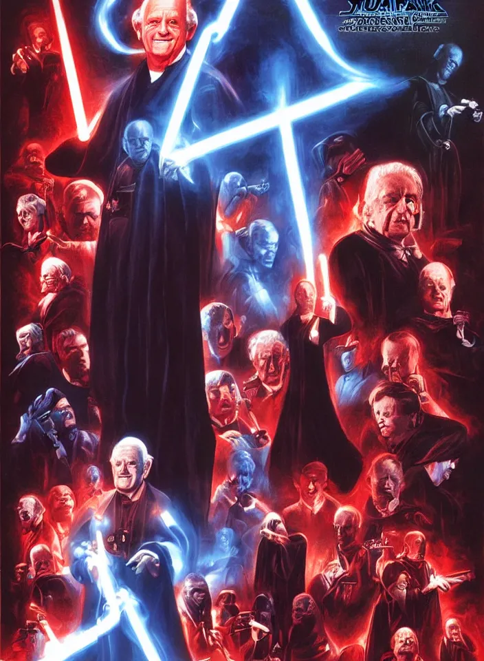 Prompt: sheev palpatine the musical movie poster by drew struzan