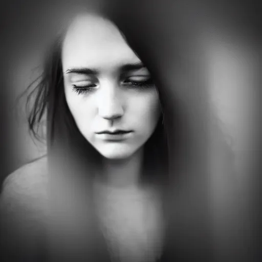 Prompt: black and white photography of highly detailed beautiful depressed Woman with detailed face in the heroine chique style standing by the window, volumetric natural light
