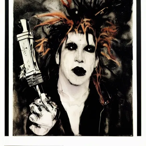 Prompt: portrait of young robert smith as dream from sandman, by jeremy mann, by mike mignola, by dave mckean and richard avedon and maciej kuciara, 1 9 8 0's, punk rock, gothic, the cure, high detailed, 8 k