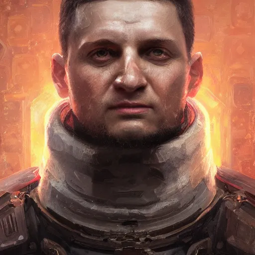 Image similar to closeup portrait of volodymyr zelensky, the fallen empire, hyper detailed, digital art, trending in artstation, cinematic lighting, studio quality, art style by klimt and nixeu and ian sprigger and wlop and krenz cushart sigma 5 0 mm, f 1. 8