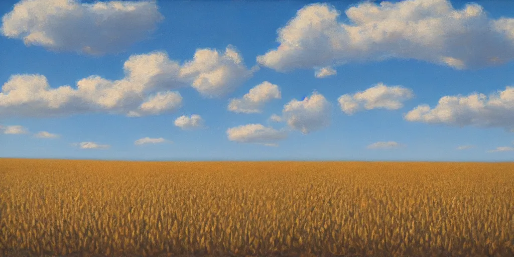 Image similar to corn fields blue sky clouds olof krans oil on board