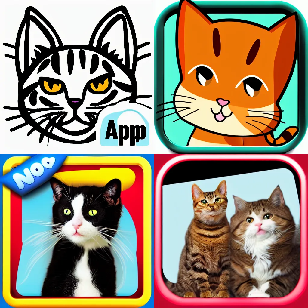 Prompt: app icon of a cat dating site