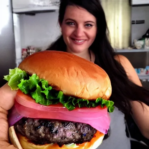 Prompt: an beautiful burger that became woman