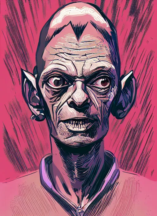 Image similar to portrait of gollum, cyberpunk, artstation, art by petros afshar, tom whalen, laurie greasley and greg rutkowski and ilya kuvshinov