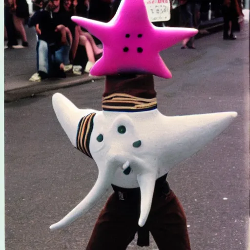 Image similar to patrick star 1980s new york street performer