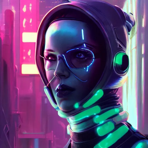 Image similar to movie still of stylized ninja - cyberpunk girl, wearing techwear with neon lights and armor, complementary colors, beautiful realistic face, highly detailed, digital painting, artstation, concept art, smooth, sharp focus, illustration, art by artgerm, by greg rutkowski, by jeremy mann, by francoise nielly, oil painting