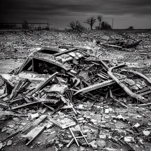 Prompt: desolation, distruction, aftermath, abandon