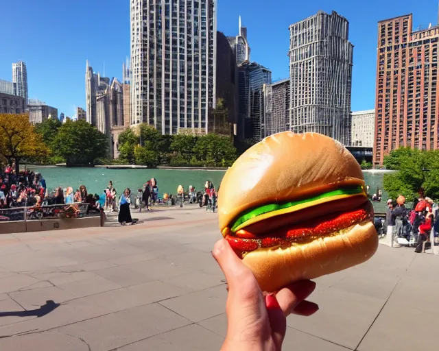 Image similar to the bean in chicago but it's a hotdog