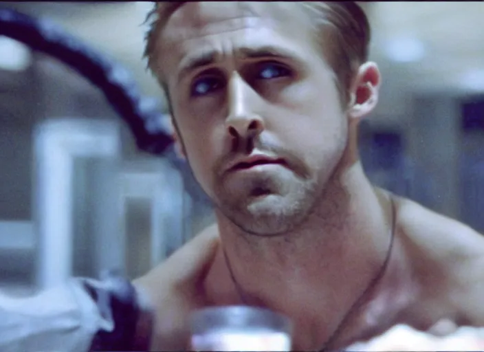 Prompt: film still of Ryan Gosling as Jack in Fight Club 1999