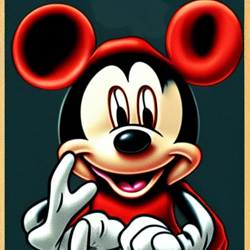 Image similar to photorealistic cursed mickey mouse, award winning photorealistic horror art