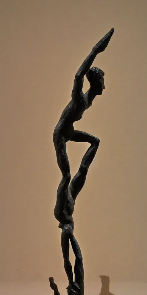 Image similar to sculpture of an acrobat, in the style of alberto giacometti, 4 k