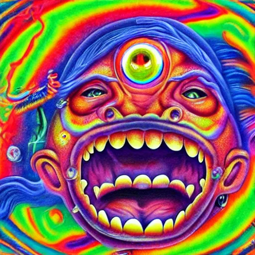 Image similar to a monster that looks like brian redban, airbrush art, shamanic horror lsd art, by basuki abdullah