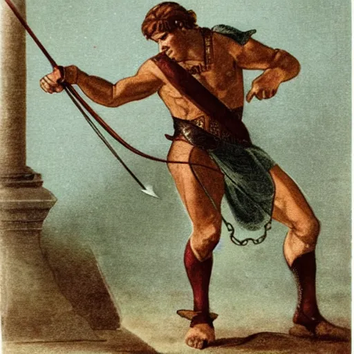 Image similar to achilles with an arrow in his ankles