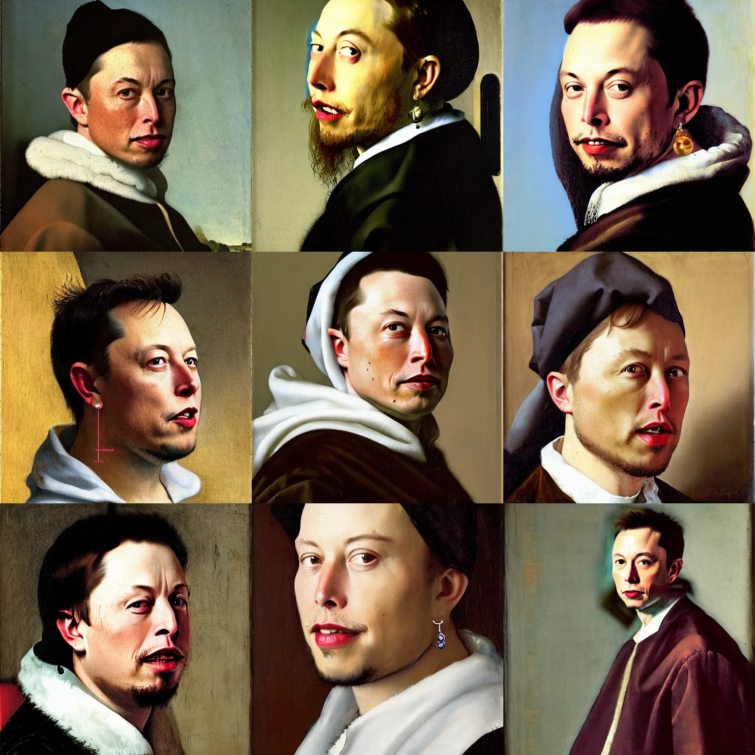 Prompt: portrait of elon musk with an earring, by johannes vermeer