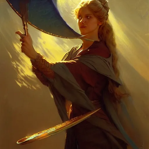 Image similar to stunning female wizard casting his shadow spell, highly detailed painting by gaston bussiere, craig mullins, j. c. leyendecker, 8 k