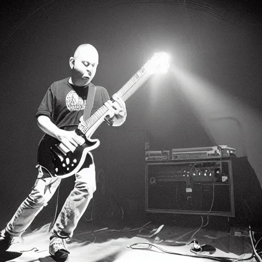 Prompt: mogwai playing an electric guitar