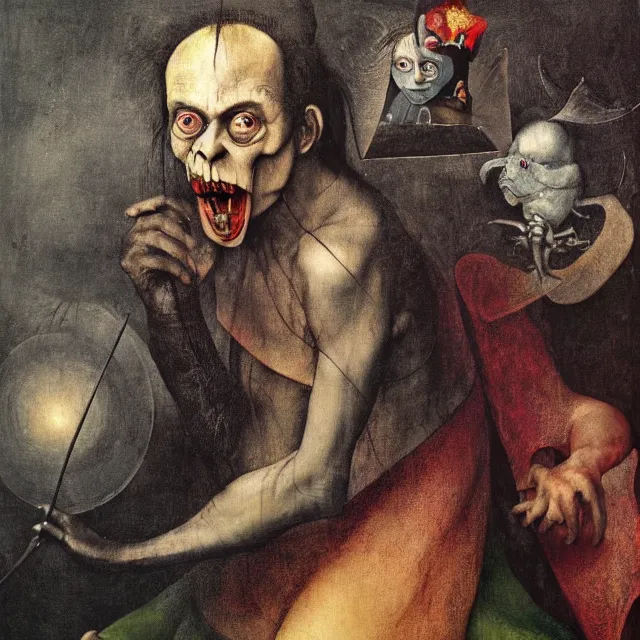 Image similar to full color hd photo of mephistopheles, octane render 4 k, by annie liebovitz, hieronymus bosch, joel peter witkin, gustave dore,
