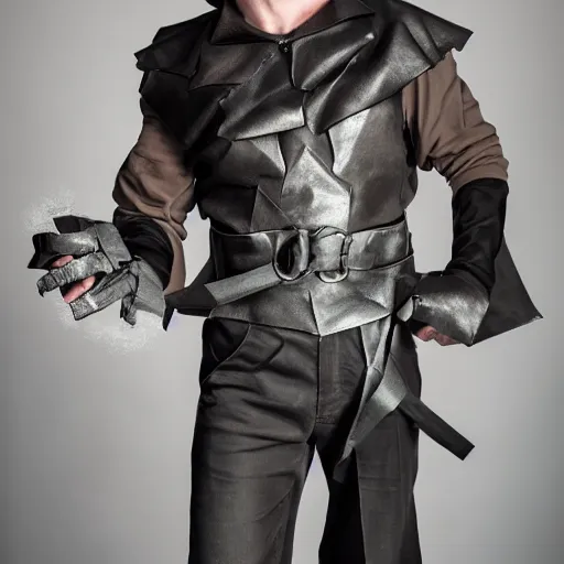 Image similar to a highly detailed picture of a man wearing a epic homemade shadow hero costume