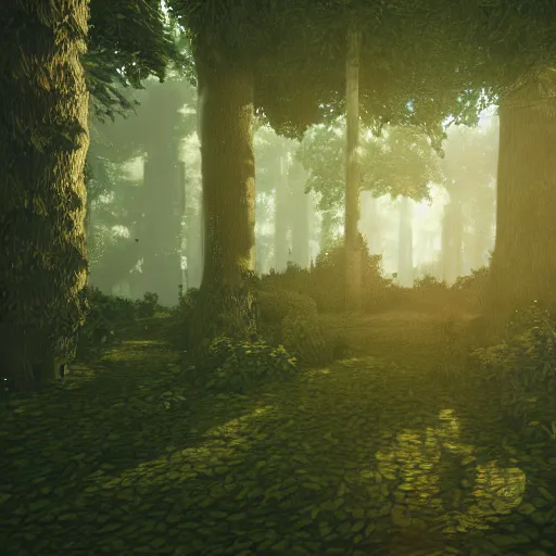 Prompt: a forest with trees made of large vodka bottles, intricate linework, sharp focus, smooth, octopath traveler, final fantasy, unreal engine, dramatic lighting, ethereal, 8 k